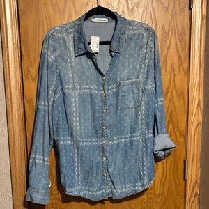 Maurices Denim Blue Long Sleeve Shirt 1X